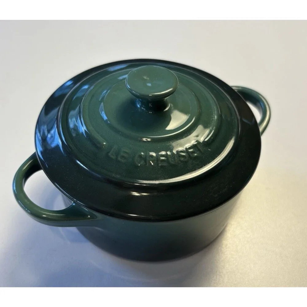 Le Creuset Stoneware Mini Round Cocotte & Lid Artichaut Green 8 Ounce 3.5